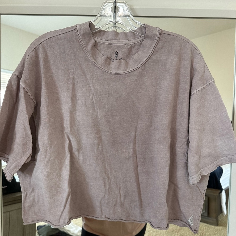 Free People Movement Raw Hem Cropped Lounge Tee